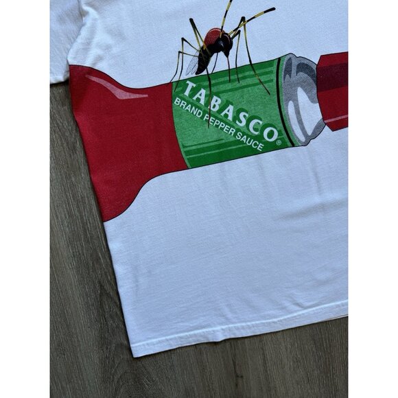 Vintage 90s Tabasco Hot Sauce Promo XL White Wrap Around Art Rare Food - Picture 6 of 16